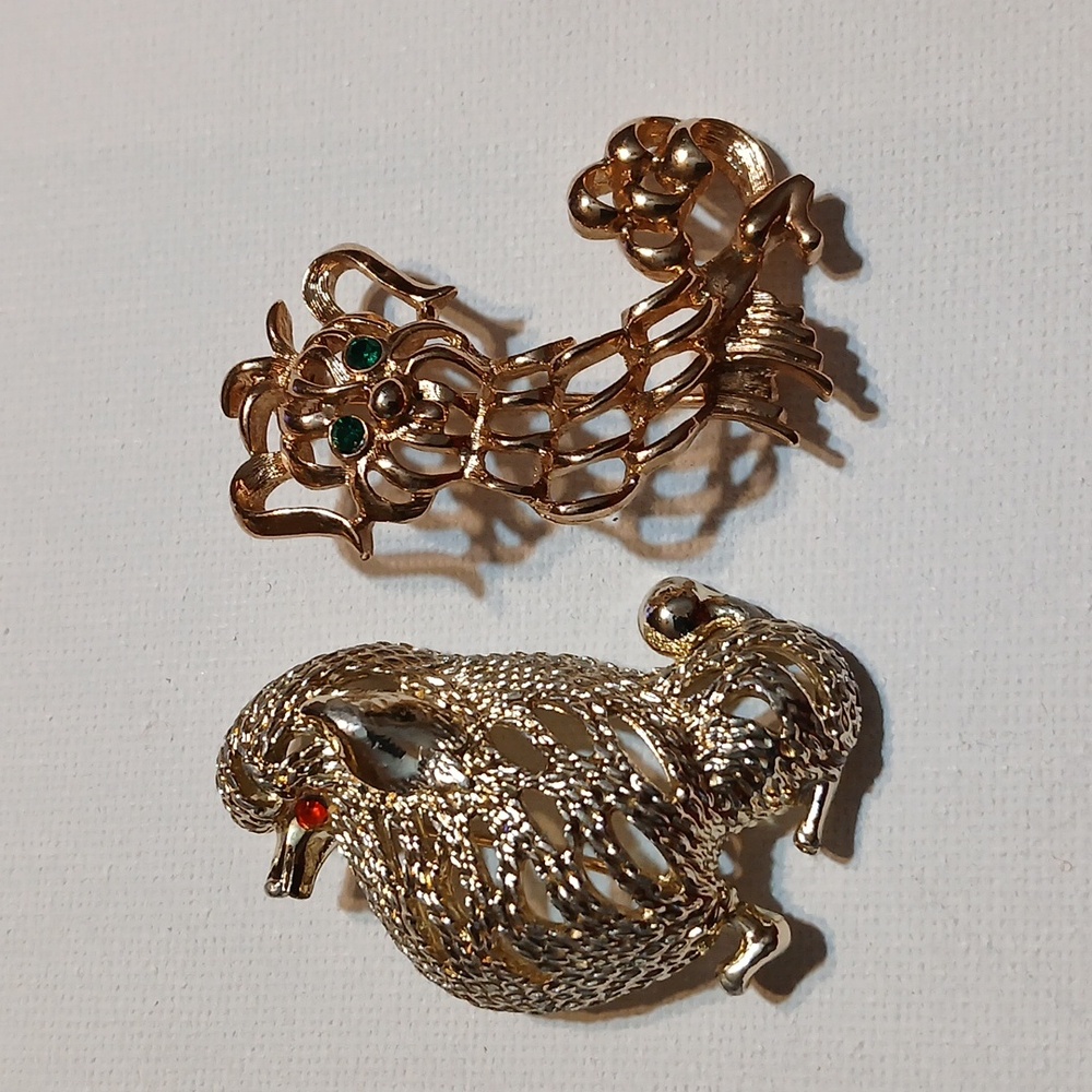 Vintage Dog Pins Sarah Coventry Poodle  & AVON Yorkie.
